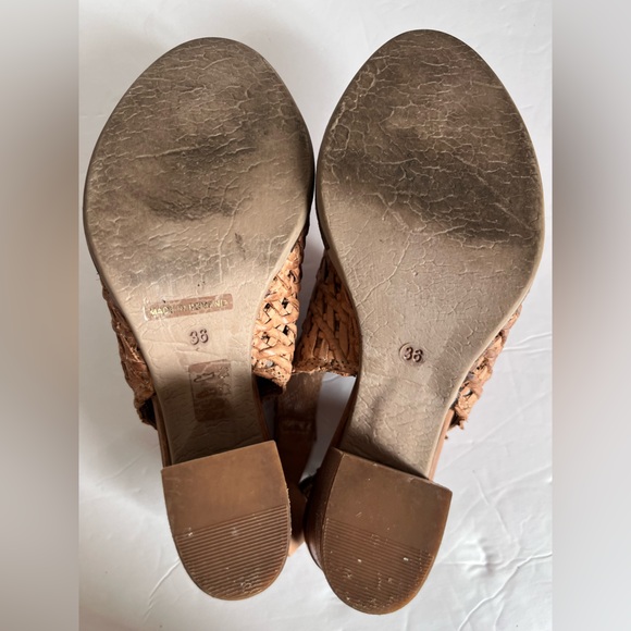 Sundance Basketweave Woven Leather Tan Sling Back 2.5” Block‎ Heel EUR 36 | US 6 - Picture 6 of 8